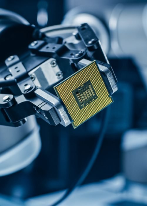 Modern,High,Tech,Authentic,Robot,Arm,Holding,Contemporary,Super,Computer