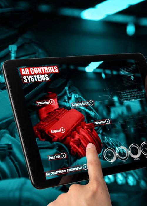 Engineer,Use,Augmented,Reality,Software,To,Monitor,Parts,Of,Car