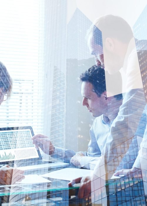 Teamwork,Concept,,Business,Team,Working,Together,,Double,Exposure,Of,Meeting